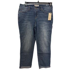 Vintage America Blues Dark Wash Cuffed Denim Jeans Womens 8 Cotton Blend Stretch